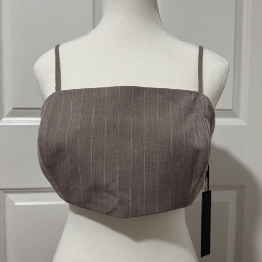 House of Harlow brown pin stripe crop top size small